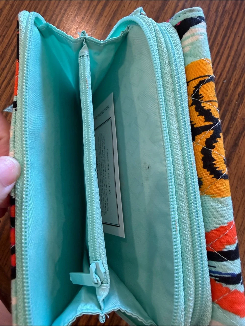 Vera Bradley Turquoise Multicolor Quilted Zip Wristlet